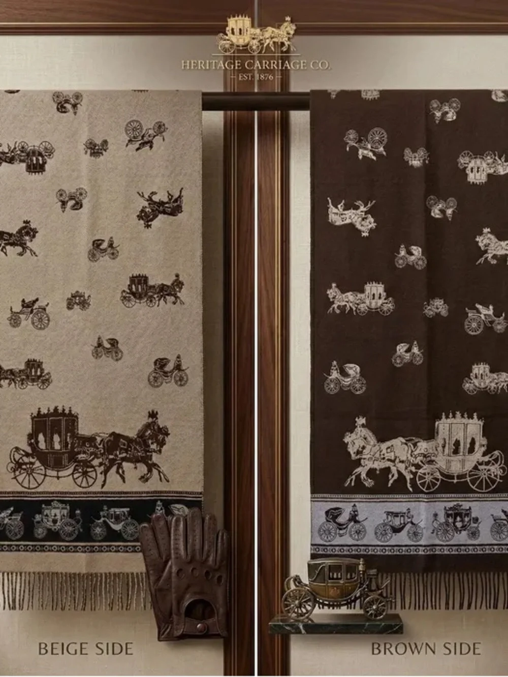 Equestrian Scarf - Brown and Beige